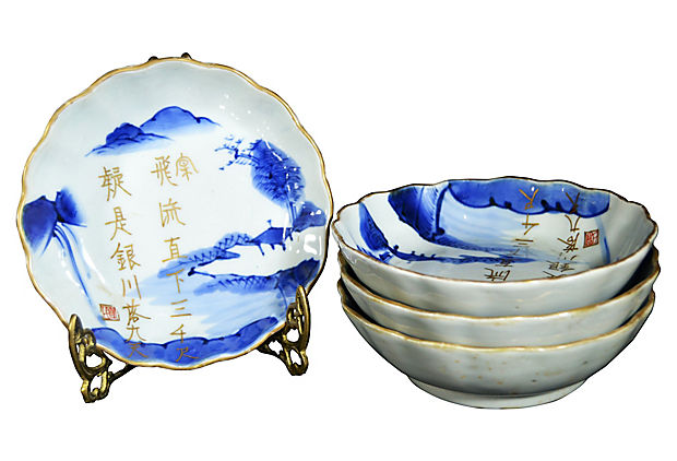Set of 4 Antique Hand Painted Japanese Imari Plate-1. Asian & Chinese Furniture, Art, Antiques, Vintage Home Décor for sale at FEA Home