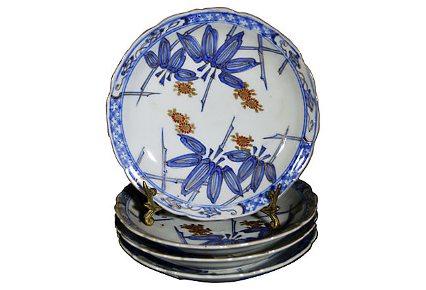 Set of 4 Antique Hand Painted Japanese Imari Porcelain Plates-1. Asian & Chinese Furniture, Art, Antiques, Vintage Home Décor for sale at FEA Home