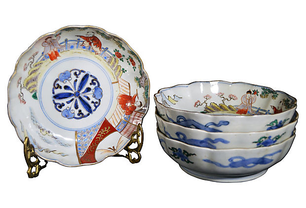 Set of 4 Antique Hand-Painted Imari Bowls-1. Asian & Chinese Furniture, Art, Antiques, Vintage Home Décor for sale at FEA Home