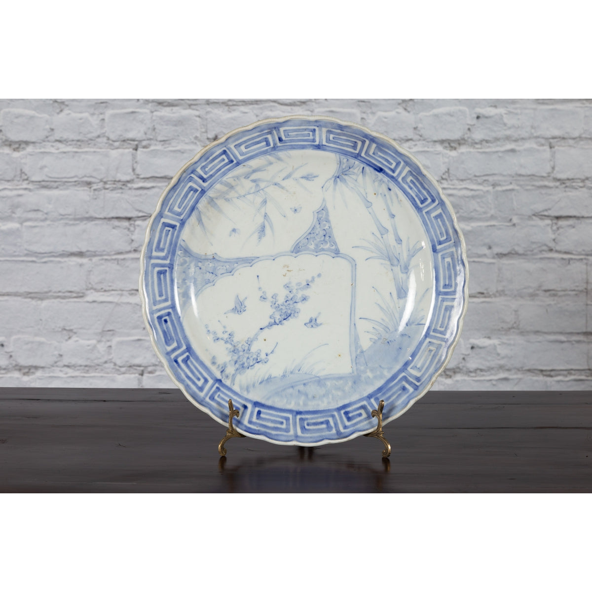 19th Century Japanese Porcelain Plate with Blue and White Bird and Bamboo Motifs-2. Asian & Chinese Furniture, Art, Antiques, Vintage Home Décor for sale at FEA Home