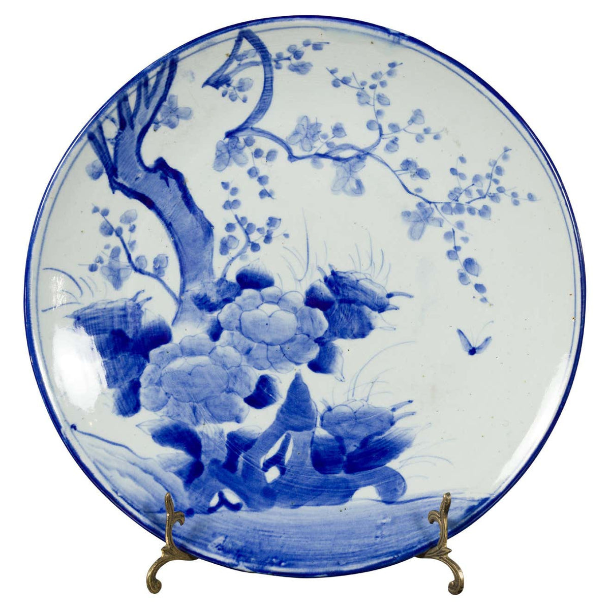19th Century Japanese Porcelain Plate with Hand-Painted Blue and White Décor-1. Asian & Chinese Furniture, Art, Antiques, Vintage Home Décor for sale at FEA Home