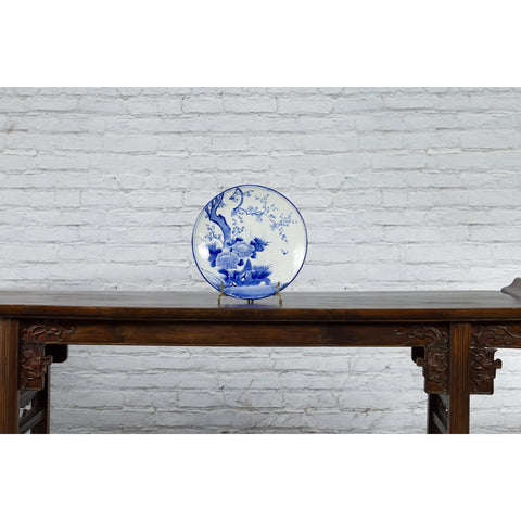 19th Century Japanese Porcelain Plate with Hand-Painted Blue and White Décor-YN4786-3. Asian & Chinese Furniture, Art, Antiques, Vintage Home Décor for sale at FEA Home