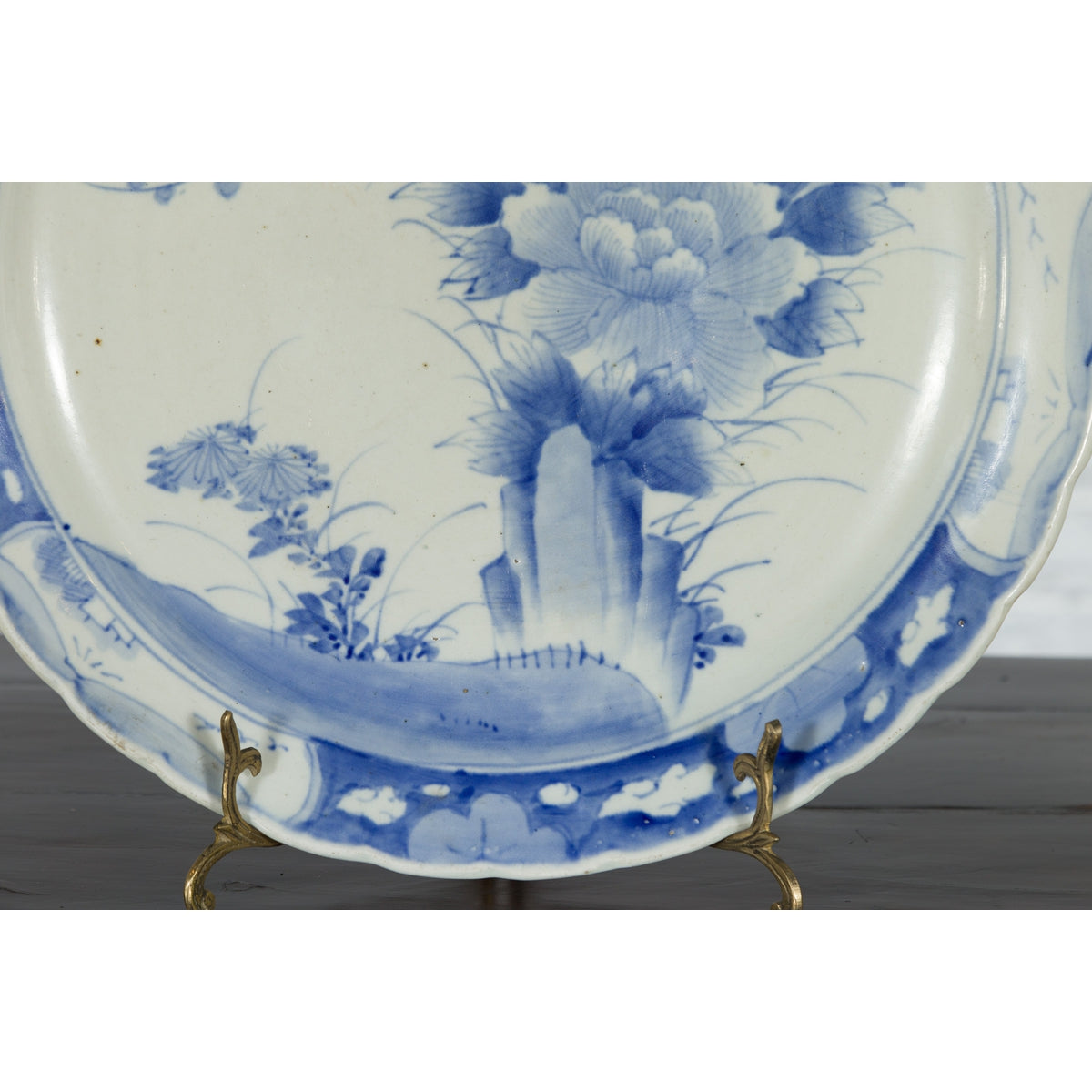 19th Century Japanese Porcelain Plate with Painted Blue and White Tree Décor-10. Asian &amp; Chinese Furniture, Art, Antiques, Vintage Home Décor for sale at FEA Home