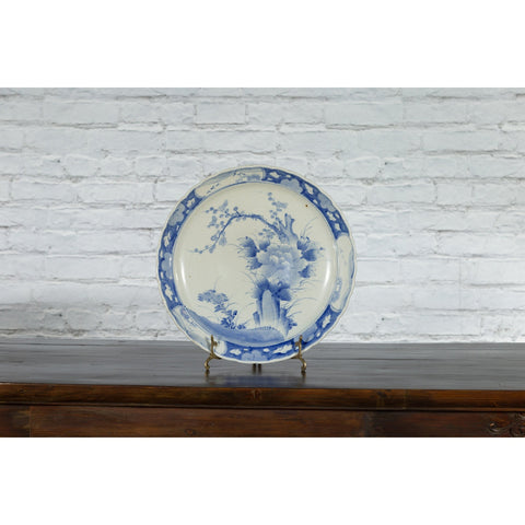 19th Century Japanese Porcelain Plate with Painted Blue and White Tree Décor-YN4787-3. Asian & Chinese Furniture, Art, Antiques, Vintage Home Décor for sale at FEA Home