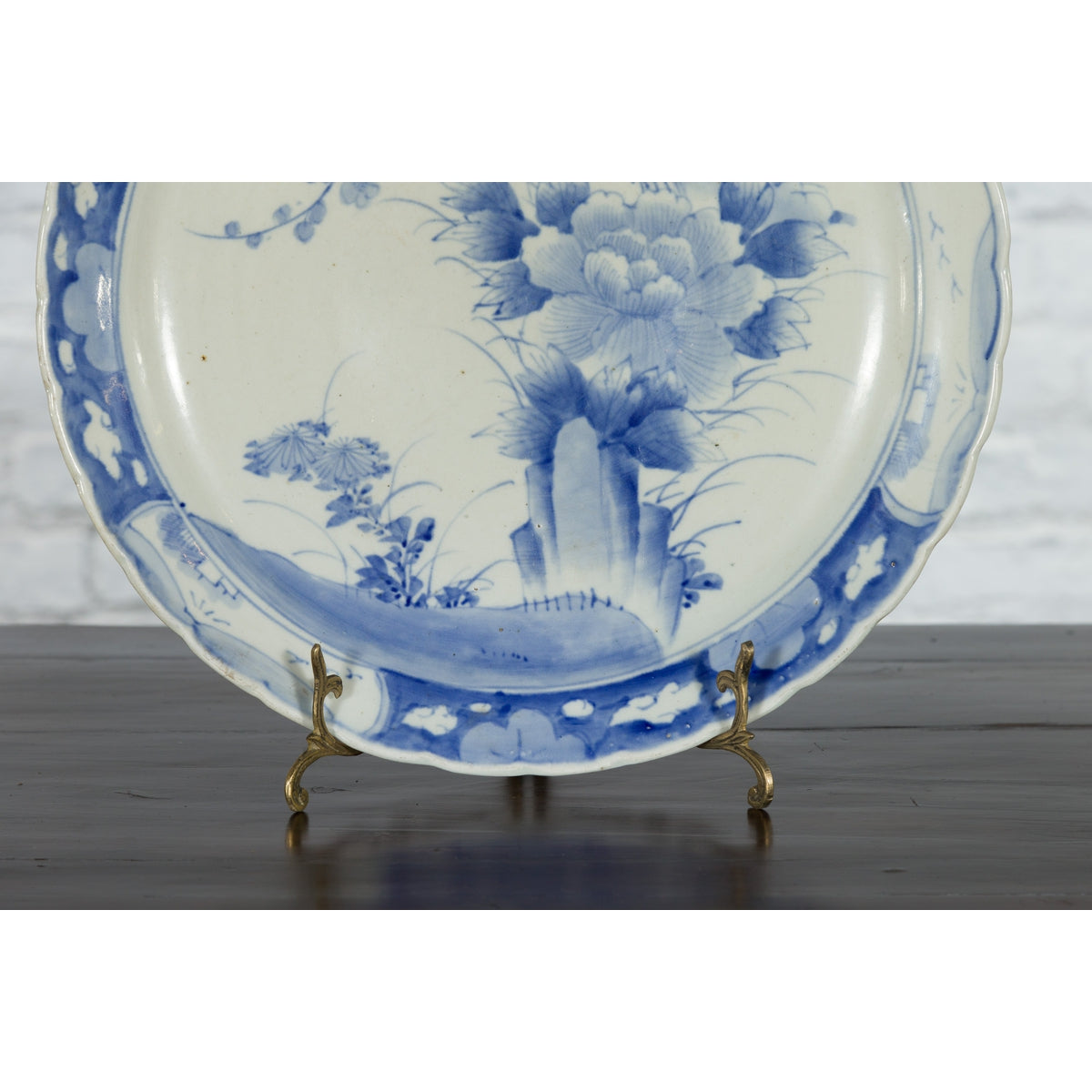 19th Century Japanese Porcelain Plate with Painted Blue and White Tree Décor-8. Asian &amp; Chinese Furniture, Art, Antiques, Vintage Home Décor for sale at FEA Home