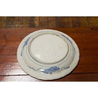 19th Century Japanese Porcelain Plate with Hand-Painted Blue and White Décor