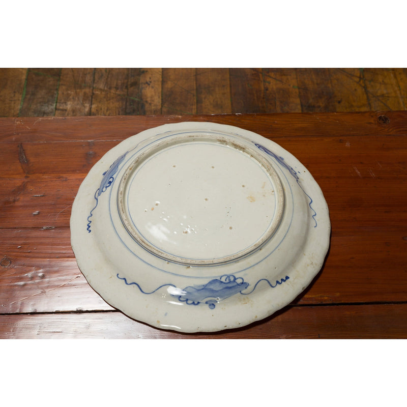 19th Century Japanese Porcelain Plate with Hand-Painted Blue and White Décor-YN4790-12. Asian & Chinese Furniture, Art, Antiques, Vintage Home Décor for sale at FEA Home