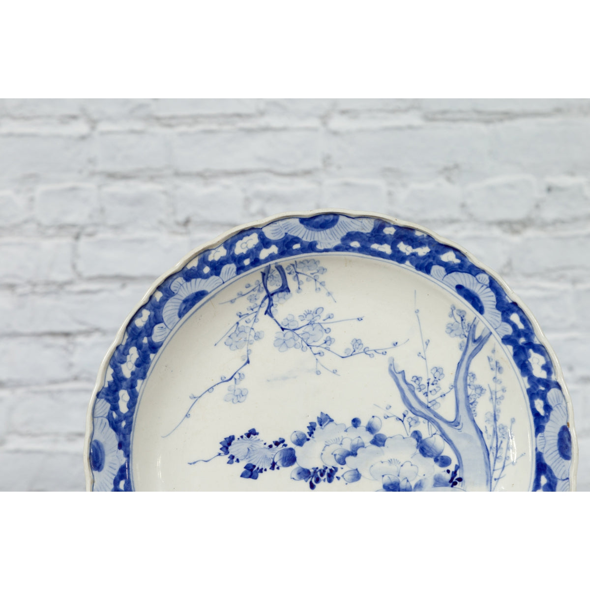 19th Century Japanese Porcelain Plate with Hand-Painted Blue and White Décor-13. Asian &amp; Chinese Furniture, Art, Antiques, Vintage Home Décor for sale at FEA Home