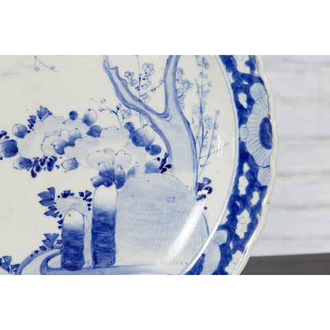 19th Century Japanese Porcelain Plate with Hand-Painted Blue and White Décor-YN4790-16. Asian & Chinese Furniture, Art, Antiques, Vintage Home Décor for sale at FEA Home