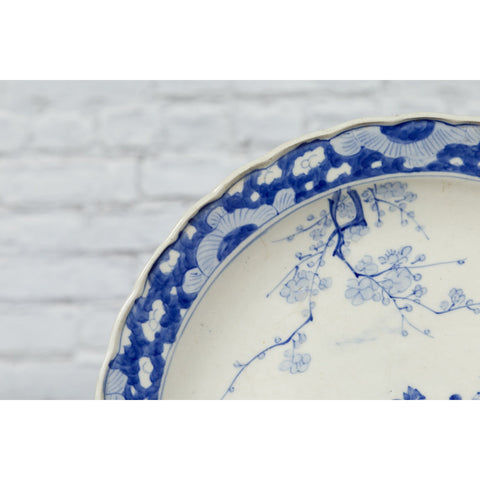19th Century Japanese Porcelain Plate with Hand-Painted Blue and White Décor-YN4790-5. Asian & Chinese Furniture, Art, Antiques, Vintage Home Décor for sale at FEA Home