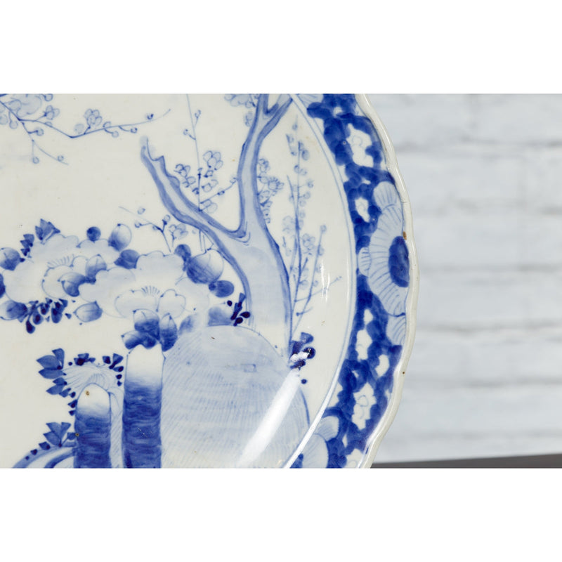 19th Century Japanese Porcelain Plate with Hand-Painted Blue and White Décor-YN4790-8. Asian & Chinese Furniture, Art, Antiques, Vintage Home Décor for sale at FEA Home