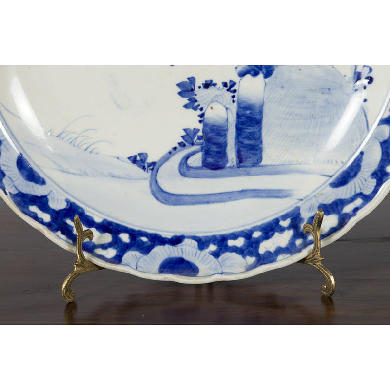 19th Century Japanese Porcelain Plate with Hand-Painted Blue and White Décor-YN4790-9. Asian & Chinese Furniture, Art, Antiques, Vintage Home Décor for sale at FEA Home