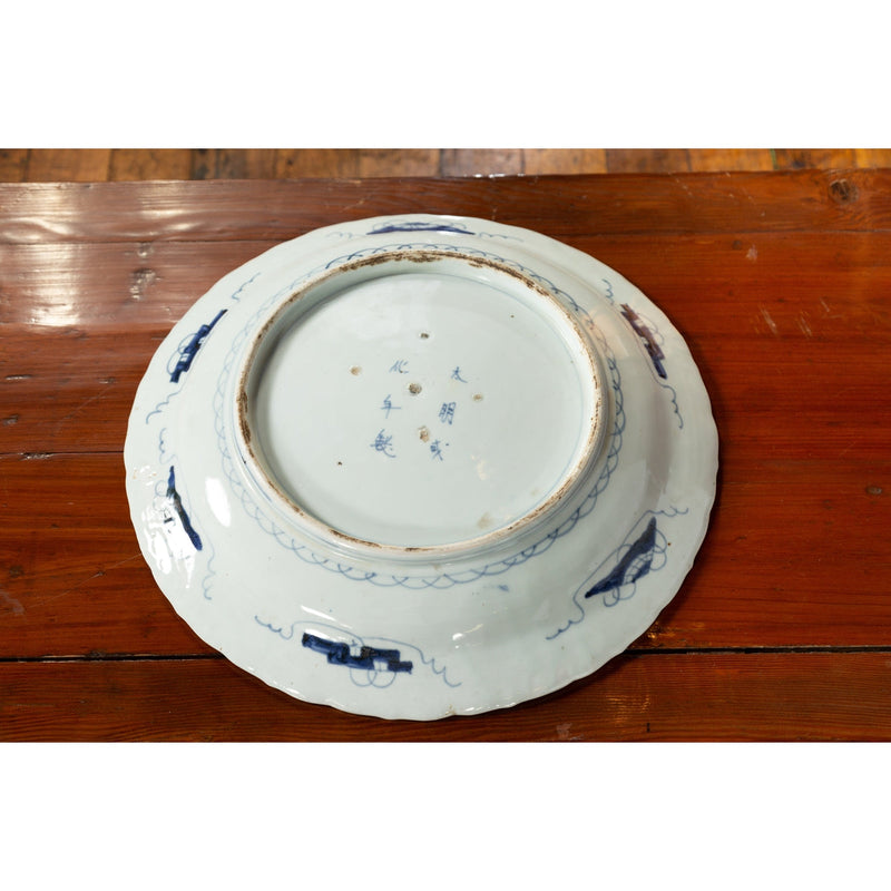 19th Century Japanese Porcelain Plate with Painted Blue and White Bird Décor-YN4791-14. Asian & Chinese Furniture, Art, Antiques, Vintage Home Décor for sale at FEA Home