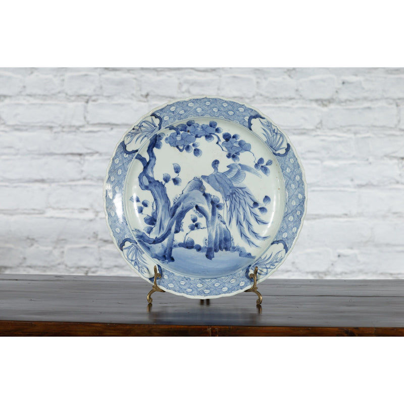 19th Century Japanese Porcelain Plate with Painted Blue and White Bird Décor-YN4791-2. Asian & Chinese Furniture, Art, Antiques, Vintage Home Décor for sale at FEA Home