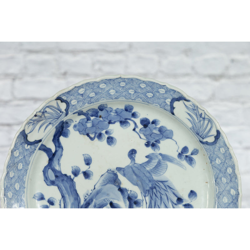 19th Century Japanese Porcelain Plate with Painted Blue and White Bird Décor-YN4791-4. Asian & Chinese Furniture, Art, Antiques, Vintage Home Décor for sale at FEA Home