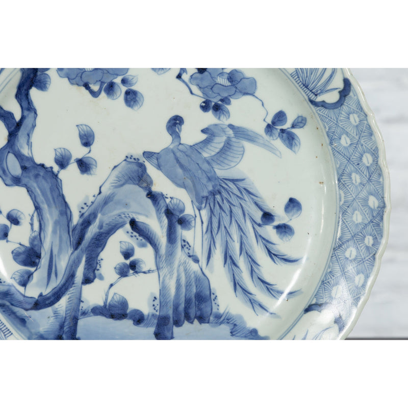 19th Century Japanese Porcelain Plate with Painted Blue and White Bird Décor-YN4791-8. Asian & Chinese Furniture, Art, Antiques, Vintage Home Décor for sale at FEA Home