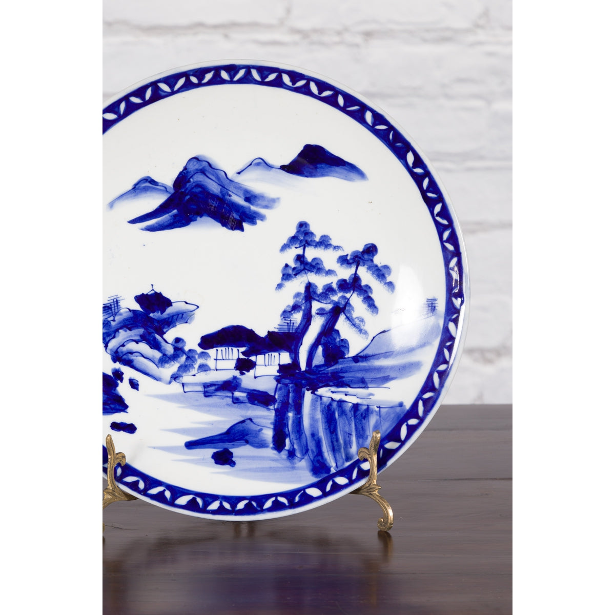 19th Century Japanese Porcelain Plate with Hand-Painted Blue and White Décor-8. Asian &amp; Chinese Furniture, Art, Antiques, Vintage Home Décor for sale at FEA Home