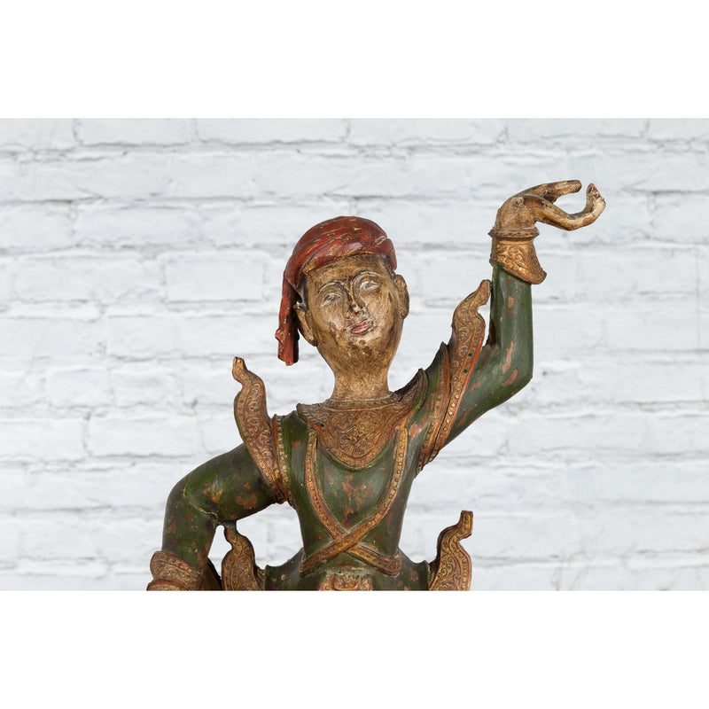19th Century Balinese Hand-Carved and Painted Wooden Sculpture of a Young Dancer-YN4902-2. Asian & Chinese Furniture, Art, Antiques, Vintage Home Décor for sale at FEA Home