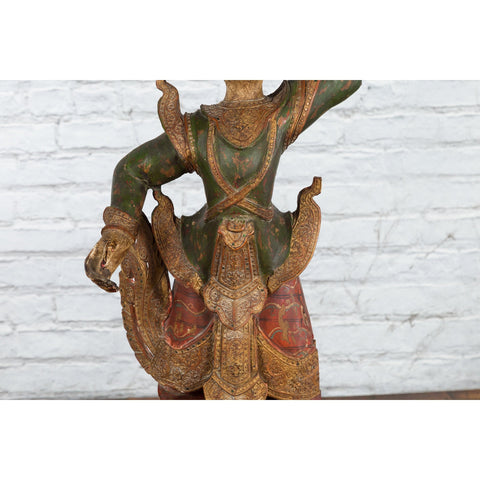 19th Century Balinese Hand-Carved and Painted Wooden Sculpture of a Young Dancer-YN4902-3. Asian & Chinese Furniture, Art, Antiques, Vintage Home Décor for sale at FEA Home