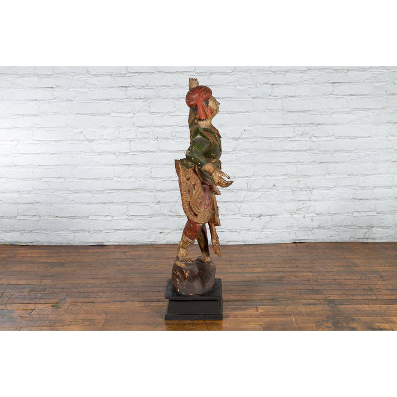 19th Century Balinese Hand-Carved and Painted Wooden Sculpture of a Young Dancer-YN4902-7. Asian & Chinese Furniture, Art, Antiques, Vintage Home Décor for sale at FEA Home