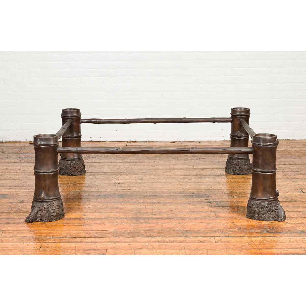 Large Contemporary Bronze Coffee Table Base with Hoof Feet with Brown Patina-2. Asian & Chinese Furniture, Art, Antiques, Vintage Home Décor for sale at FEA Home
