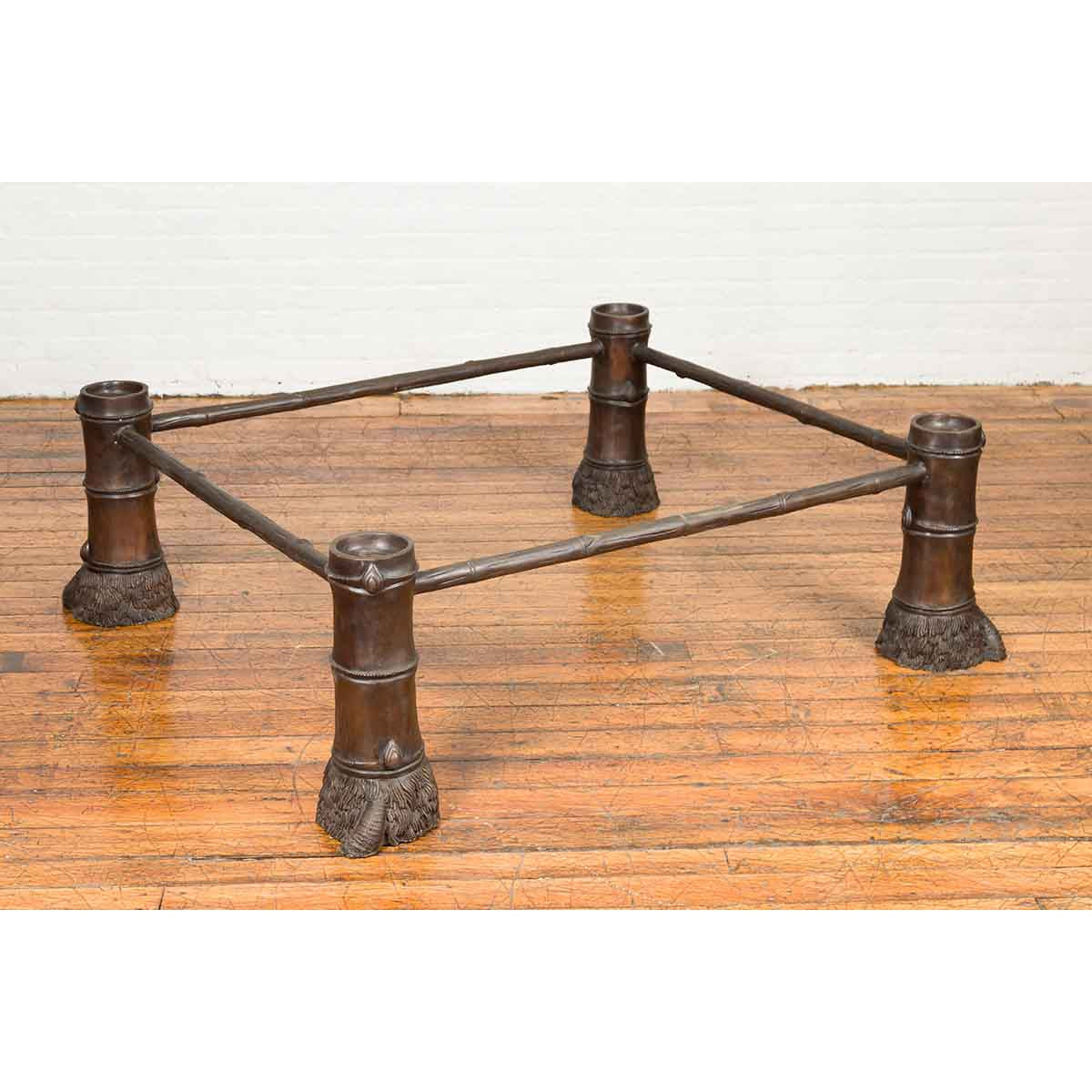 Large Contemporary Bronze Coffee Table Base with Hoof Feet with Brown Patina-3. Asian &amp; Chinese Furniture, Art, Antiques, Vintage Home Décor for sale at FEA Home