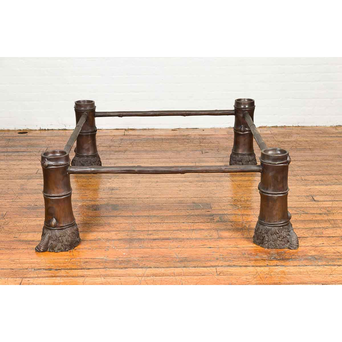 Large Contemporary Bronze Coffee Table Base with Hoof Feet with Brown Patina-4. Asian &amp; Chinese Furniture, Art, Antiques, Vintage Home Décor for sale at FEA Home