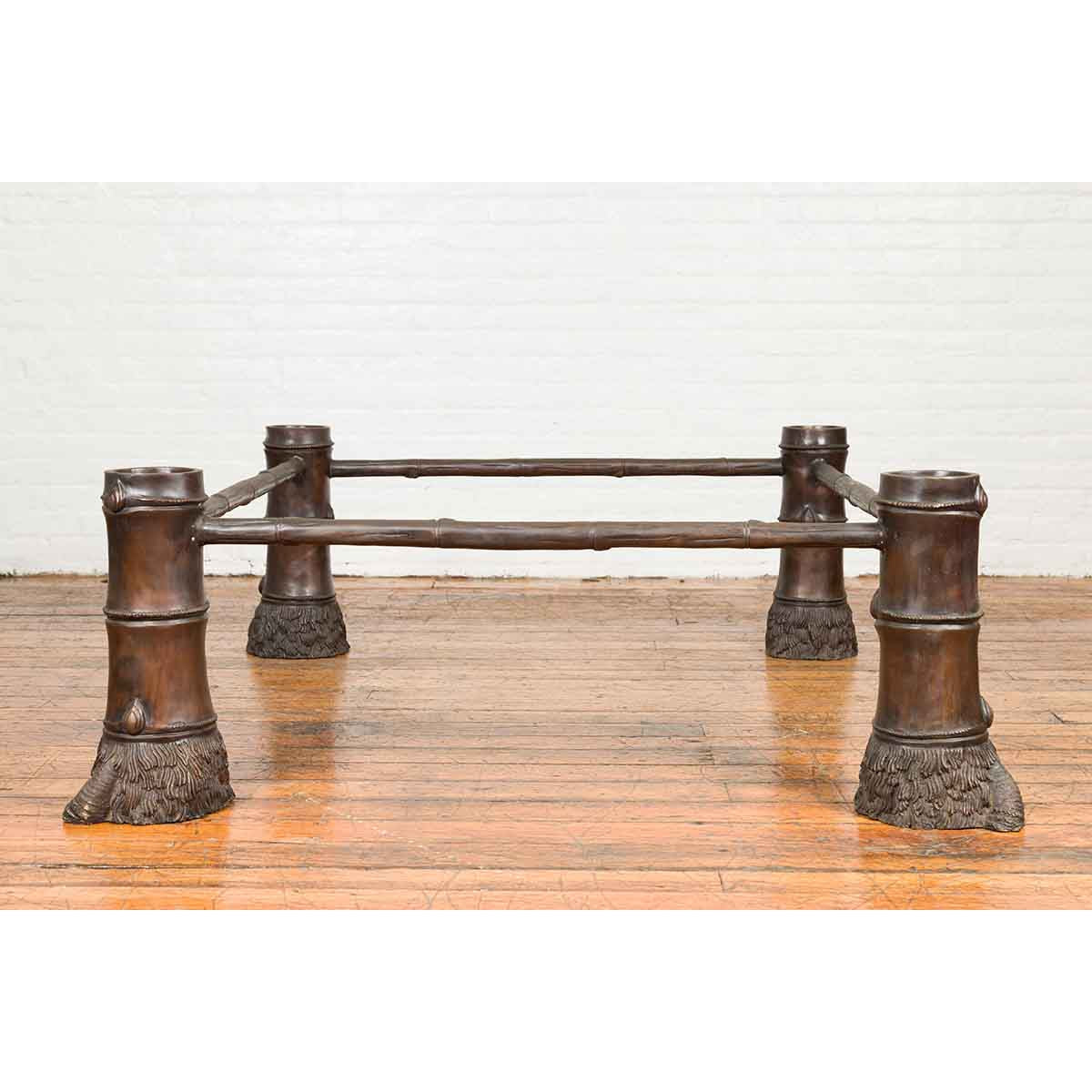 Large Contemporary Bronze Coffee Table Base with Hoof Feet with Brown Patina-5. Asian &amp; Chinese Furniture, Art, Antiques, Vintage Home Décor for sale at FEA Home