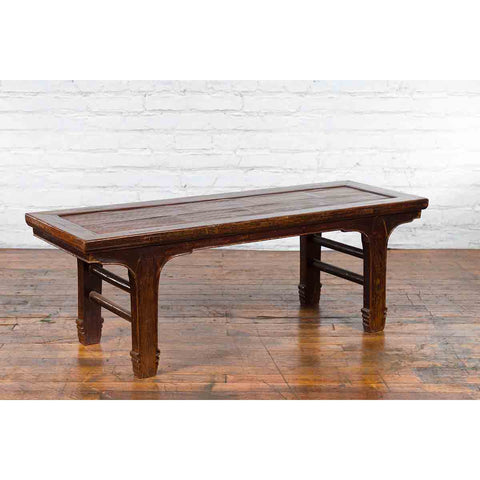 Chinese Early 20th Century Low Table with Bamboo Opium Mat Top