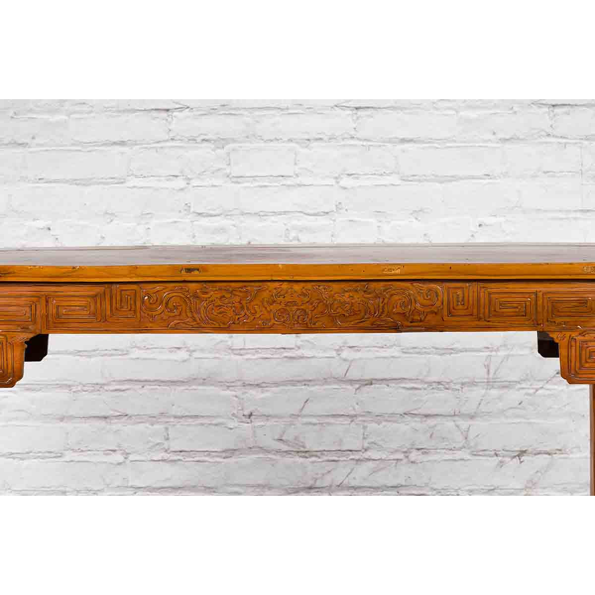Ming Style Altar Table with Everted Flanges, Meander Apron and Dragon Motifs-6. Asian &amp; Chinese Furniture, Art, Antiques, Vintage Home Décor for sale at FEA Home
