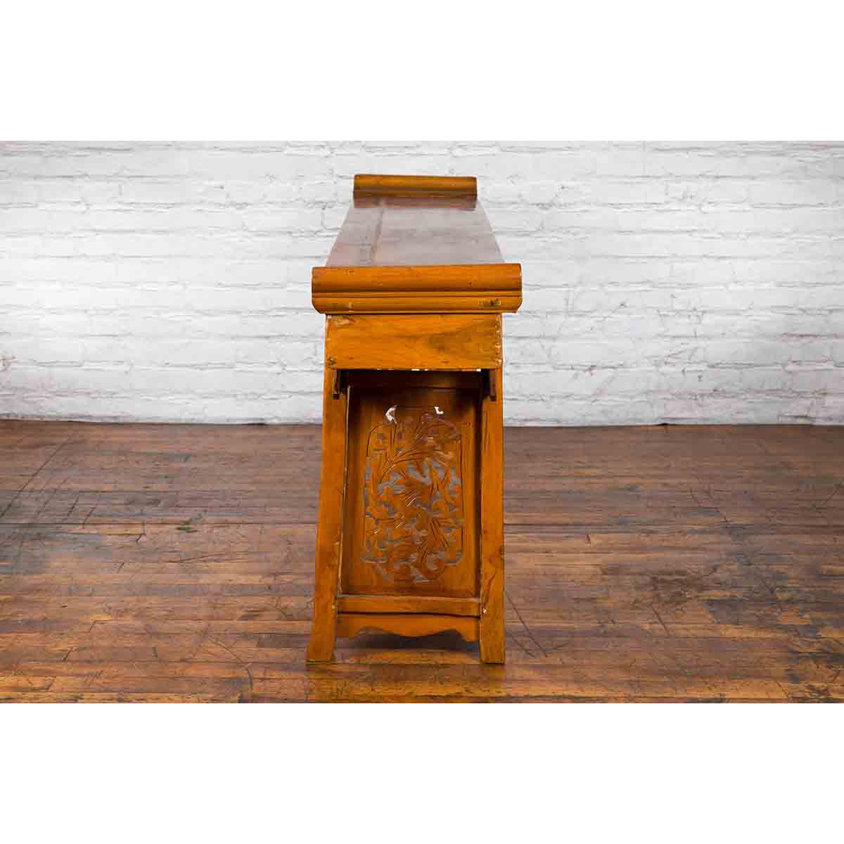Ming Style Altar Table with Everted Flanges, Meander Apron and Dragon Motifs-9. Asian &amp; Chinese Furniture, Art, Antiques, Vintage Home Décor for sale at FEA Home