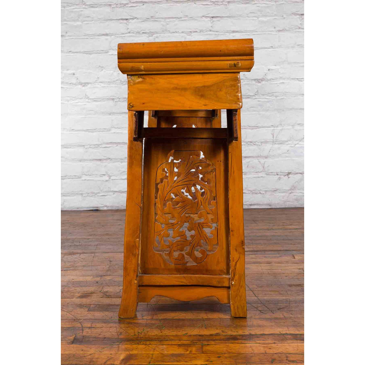 Ming Style Altar Table with Everted Flanges, Meander Apron and Dragon Motifs-12. Asian &amp; Chinese Furniture, Art, Antiques, Vintage Home Décor for sale at FEA Home