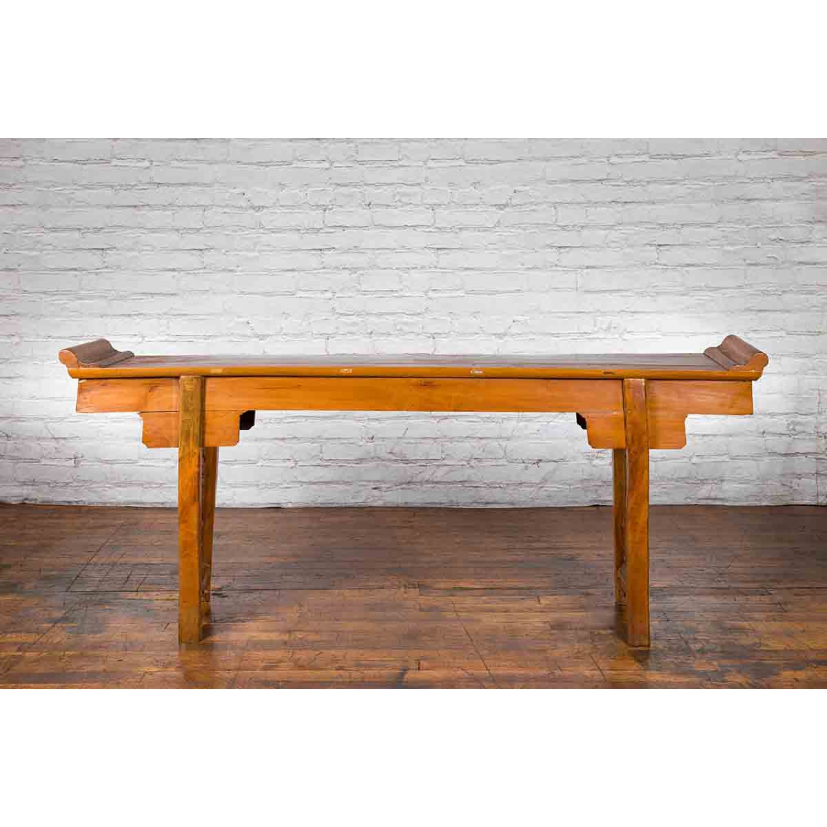 Ming Style Altar Table with Everted Flanges, Meander Apron and Dragon Motifs-11. Asian &amp; Chinese Furniture, Art, Antiques, Vintage Home Décor for sale at FEA Home