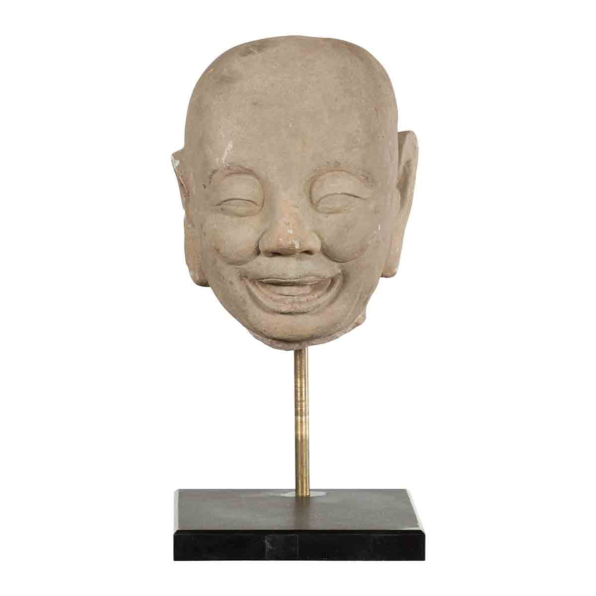 Chinese Song Dynasty Hand-Carved Limestone Head of a Lohan circa 960 to 1279 AD-1. Asian & Chinese Furniture, Art, Antiques, Vintage Home Décor for sale at FEA Home