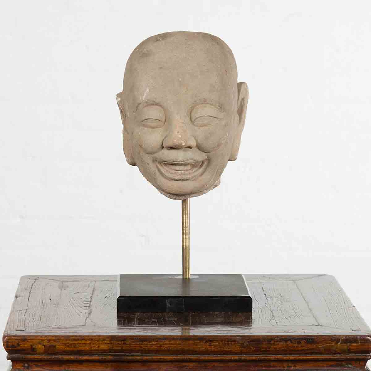 Chinese Song Dynasty Hand-Carved Limestone Head of a Lohan circa 960 to 1279 AD-2. Asian & Chinese Furniture, Art, Antiques, Vintage Home Décor for sale at FEA Home
