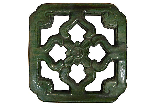 Antique Green Glaze Garden Temple Tile-1. Asian &amp; Chinese Furniture, Art, Antiques, Vintage Home Décor for sale at FEA Home