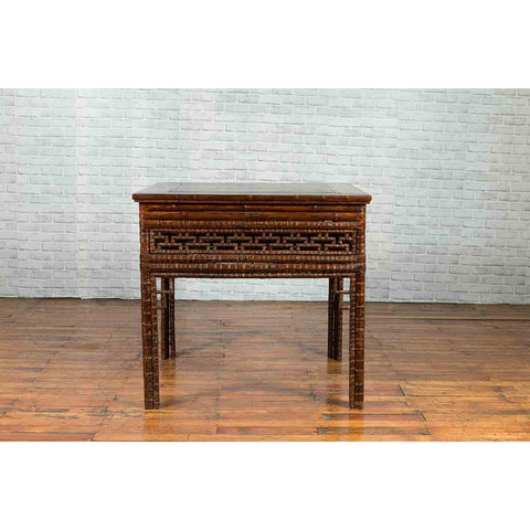 Chinese Qing Dynasty Period 19th Century Bamboo Hall Table with Fretwork Motifs-YN512-6. Asian & Chinese Furniture, Art, Antiques, Vintage Home Décor for sale at FEA Home