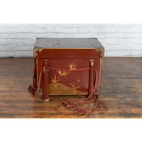 Japanese Vintage Wedding Chest with Red Lacquer and Hand-Painted Décor - Antique Chinese and Vintage Asian Furniture for Sale at FEA Home