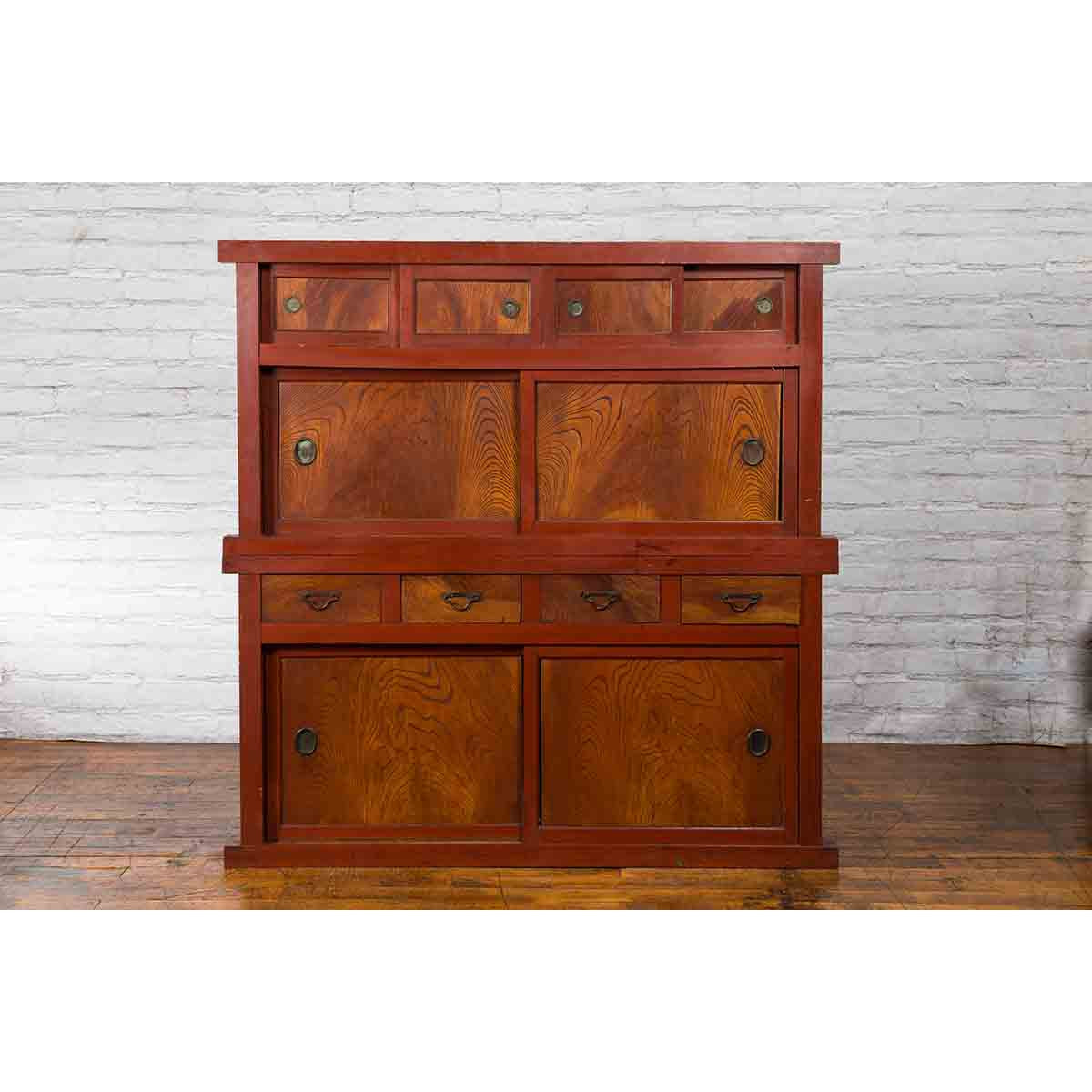 Japanese Early 20th Century Kitchen Compound Cabinet with Sliding Doors-6. Asian &amp; Chinese Furniture, Art, Antiques, Vintage Home Décor for sale at FEA Home