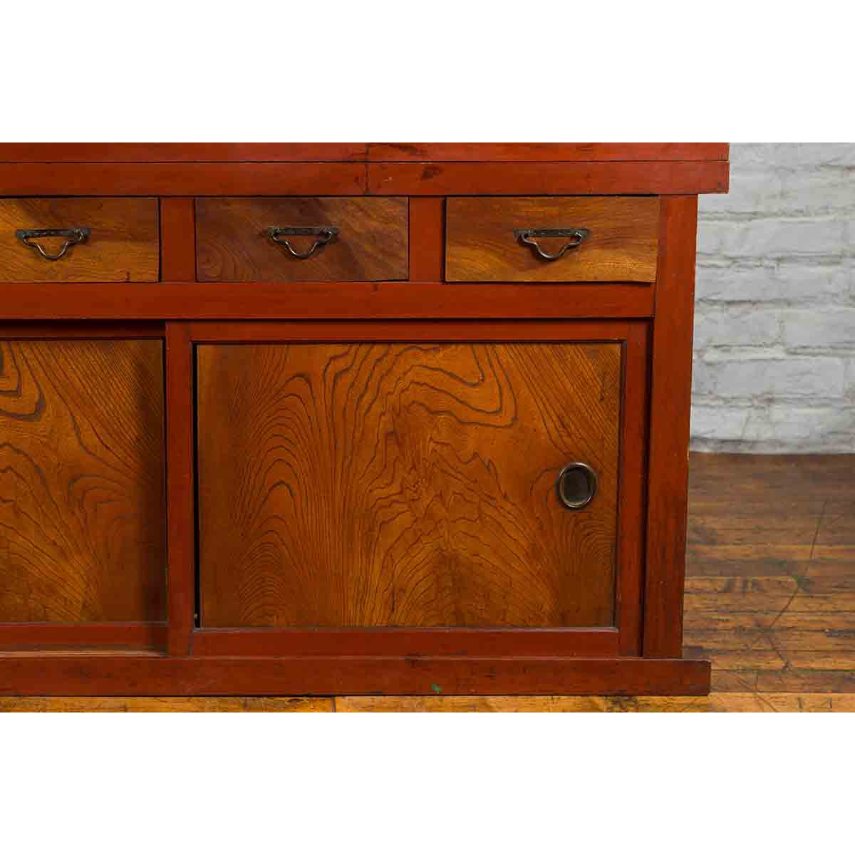 Japanese Early 20th Century Kitchen Compound Cabinet with Sliding Doors-14. Asian &amp; Chinese Furniture, Art, Antiques, Vintage Home Décor for sale at FEA Home