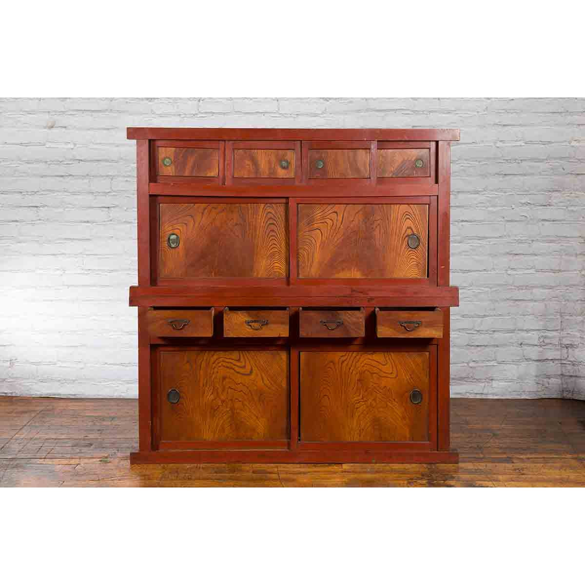 Japanese Early 20th Century Kitchen Compound Cabinet with Sliding Doors-5. Asian &amp; Chinese Furniture, Art, Antiques, Vintage Home Décor for sale at FEA Home