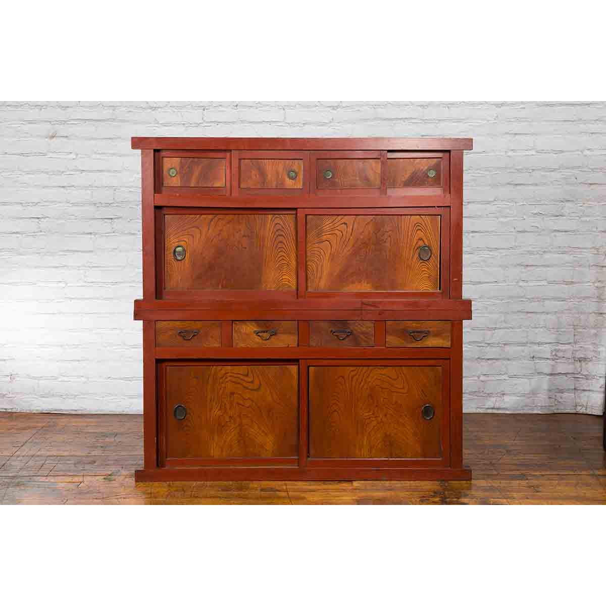 Japanese Early 20th Century Kitchen Compound Cabinet with Sliding Doors-7. Asian &amp; Chinese Furniture, Art, Antiques, Vintage Home Décor for sale at FEA Home