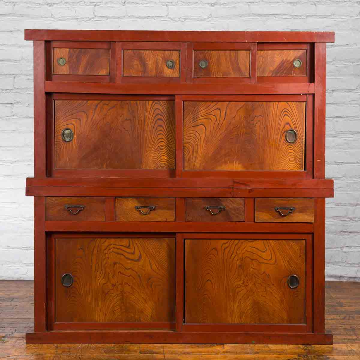 Japanese Early 20th Century Kitchen Compound Cabinet with Sliding Doors-3. Asian &amp; Chinese Furniture, Art, Antiques, Vintage Home Décor for sale at FEA Home