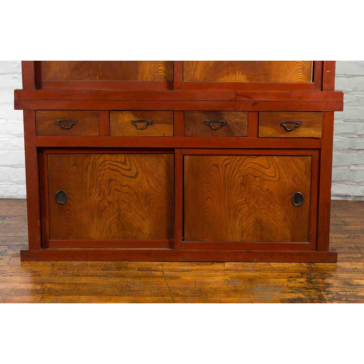 Japanese Early 20th Century Kitchen Compound Cabinet with Sliding Doors-9. Asian &amp; Chinese Furniture, Art, Antiques, Vintage Home Décor for sale at FEA Home