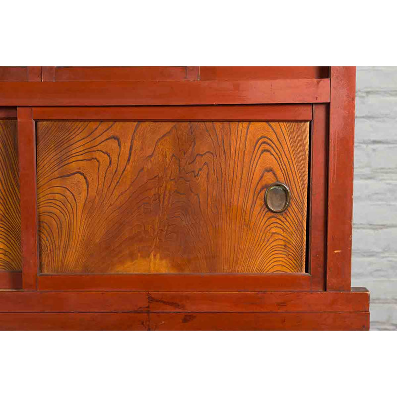 Japanese Early 20th Century Kitchen Compound Cabinet with Sliding Doors