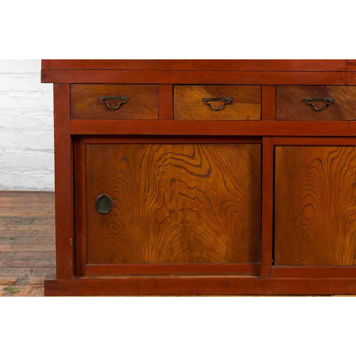 Japanese Early 20th Century Kitchen Compound Cabinet with Sliding Doors-13. Asian &amp; Chinese Furniture, Art, Antiques, Vintage Home Décor for sale at FEA Home