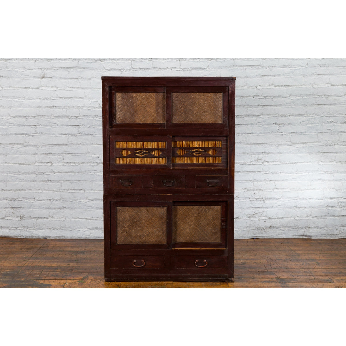 Japanese Early 20th Century Tansu Cabinet with Sliding Doors and Drawers-2. Asian & Chinese Furniture, Art, Antiques, Vintage Home Décor for sale at FEA Home