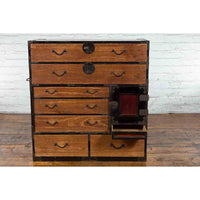 Japanese 19th Century Meiji Period Brown and Black Tansu Clothing Chest-YN5423-14. Asian & Chinese Furniture, Art, Antiques, Vintage Home Décor for sale at FEA Home
