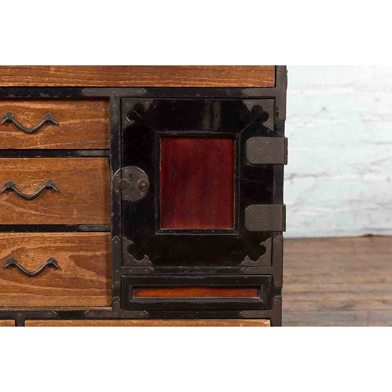 Japanese 19th Century Meiji Period Brown and Black Tansu Clothing Chest-YN5423-8. Asian & Chinese Furniture, Art, Antiques, Vintage Home Décor for sale at FEA Home