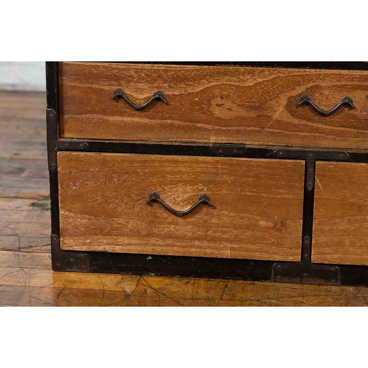 Japanese 19th Century Meiji Period Brown and Black Tansu Clothing Chest-9. Asian &amp; Chinese Furniture, Art, Antiques, Vintage Home Décor for sale at FEA Home